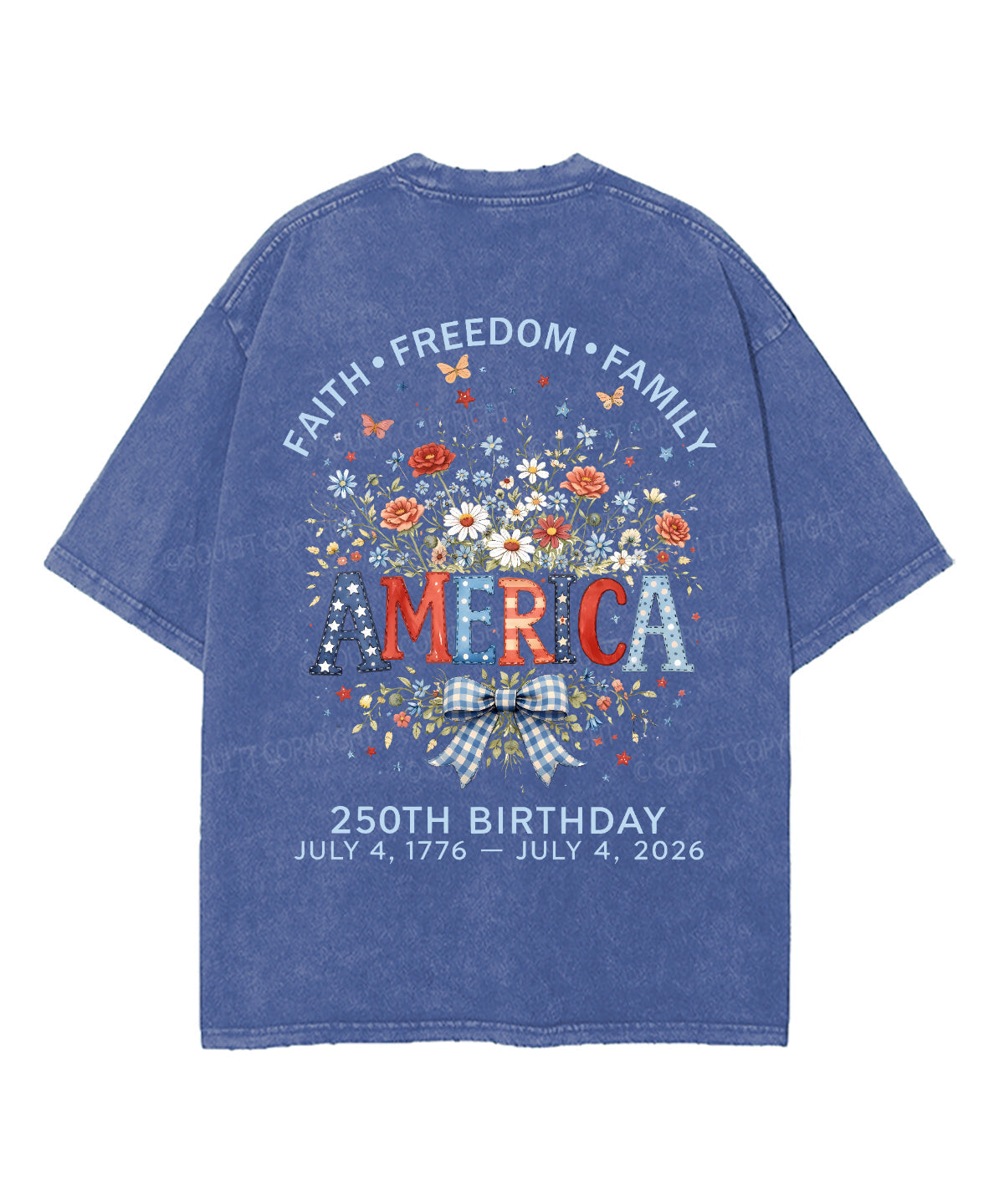 Faith • Freedom • Family Double Sided Unisex Washed Christian T-shirt