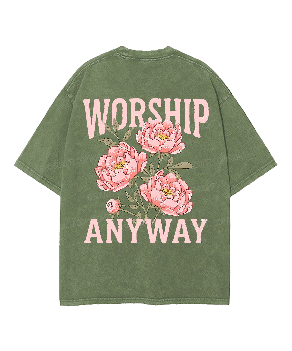 Worship Anyway Double Sided Unisex Washed Christian T-shirt