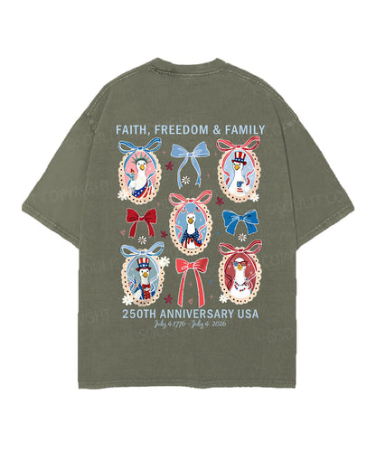 250 Years America Anniversary Double Sided Unisex Christian Washed T-Shirt & Shorts