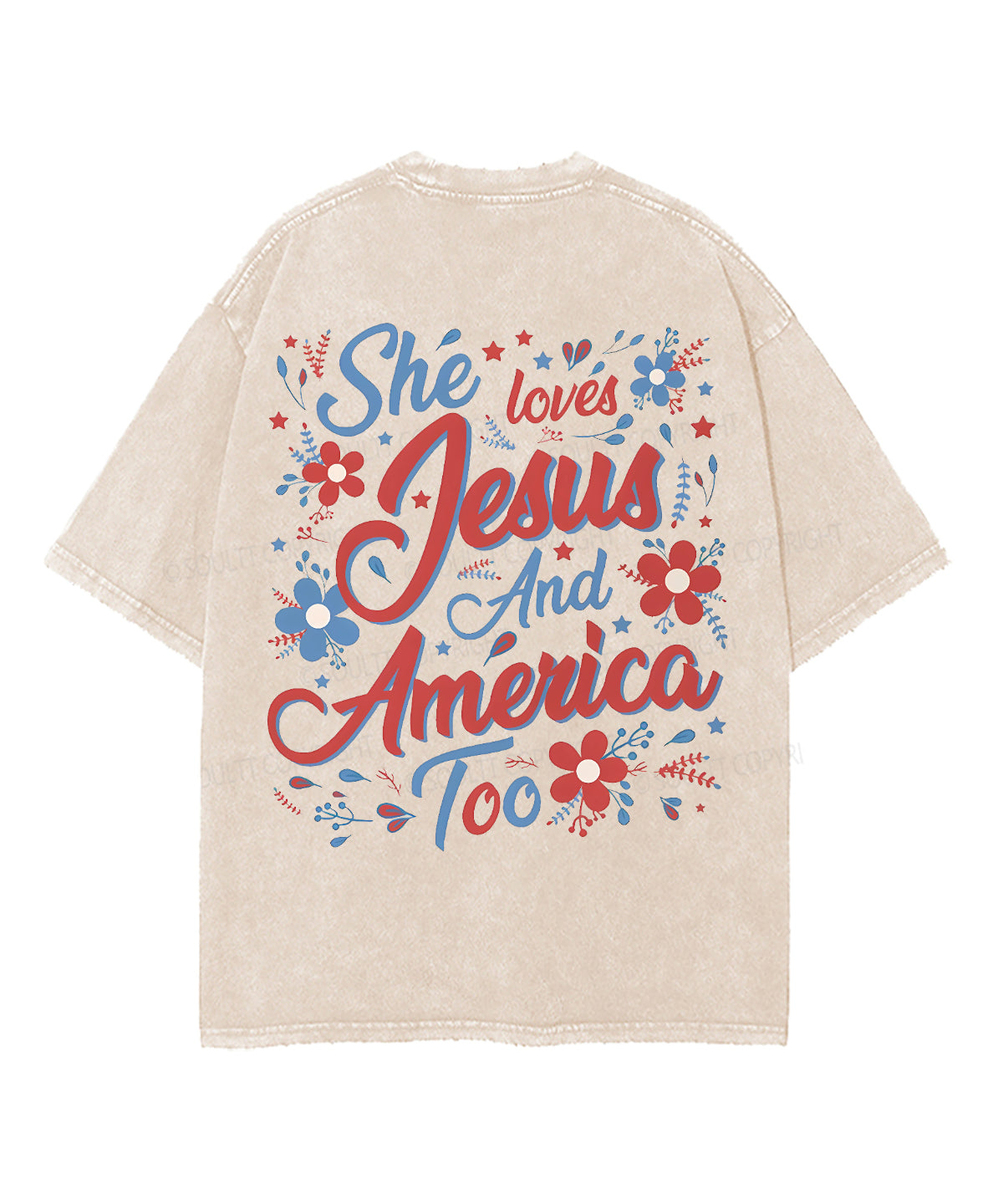She Loves Jesus And America Double Sided Unisex Washed Christian T-shirt