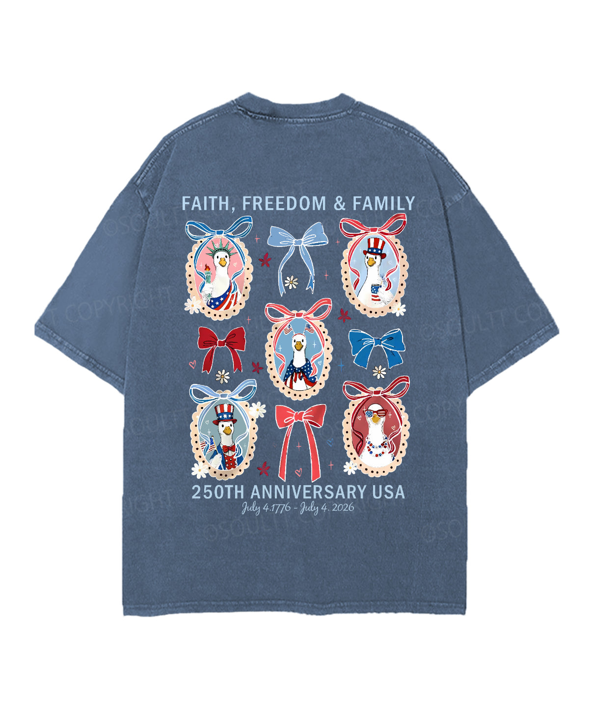 250 Years America Anniversary Double Sided Unisex Christian Washed T-Shirt & Shorts