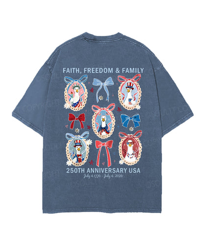 250 Years America Anniversary Double Sided Unisex Christian Washed T-Shirt & Shorts