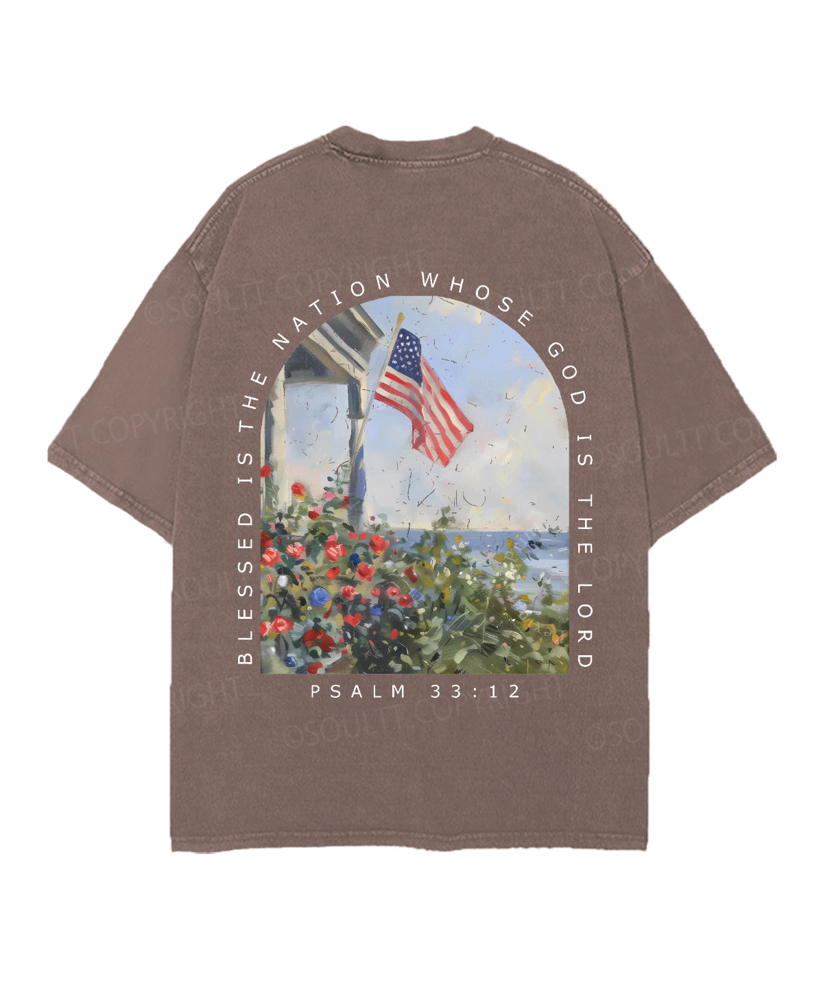 Blessed Is The Nation Whose God Is The Lord Double Sided Unisex Christian Washed T-Shirt & Shorts