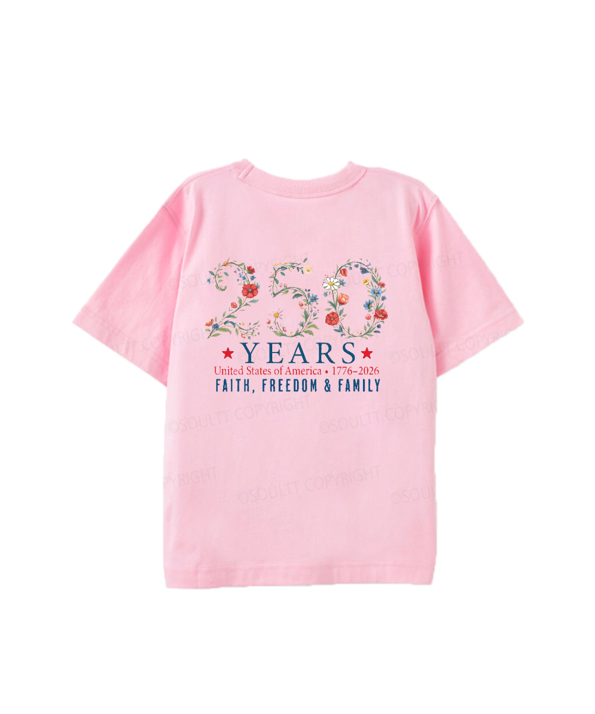 Kids 250 Years America Anniversary Double Sided Cotton Christian T-shirt