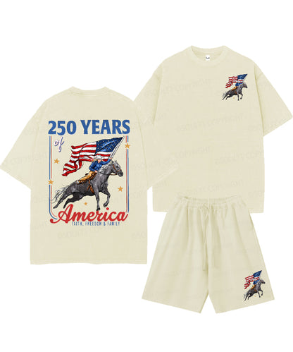 250 Years America Anniversary Double Sided Unisex Christian Washed T-Shirt & Shorts