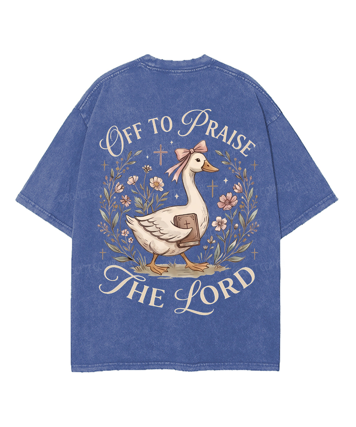 Off To Praise The Lord Double Sided Unisex Washed Christian T-shirt