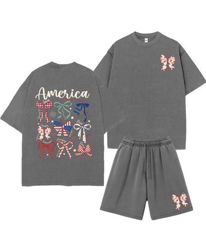 America Double Sided Unisex Christian Washed T-Shirt & Shorts