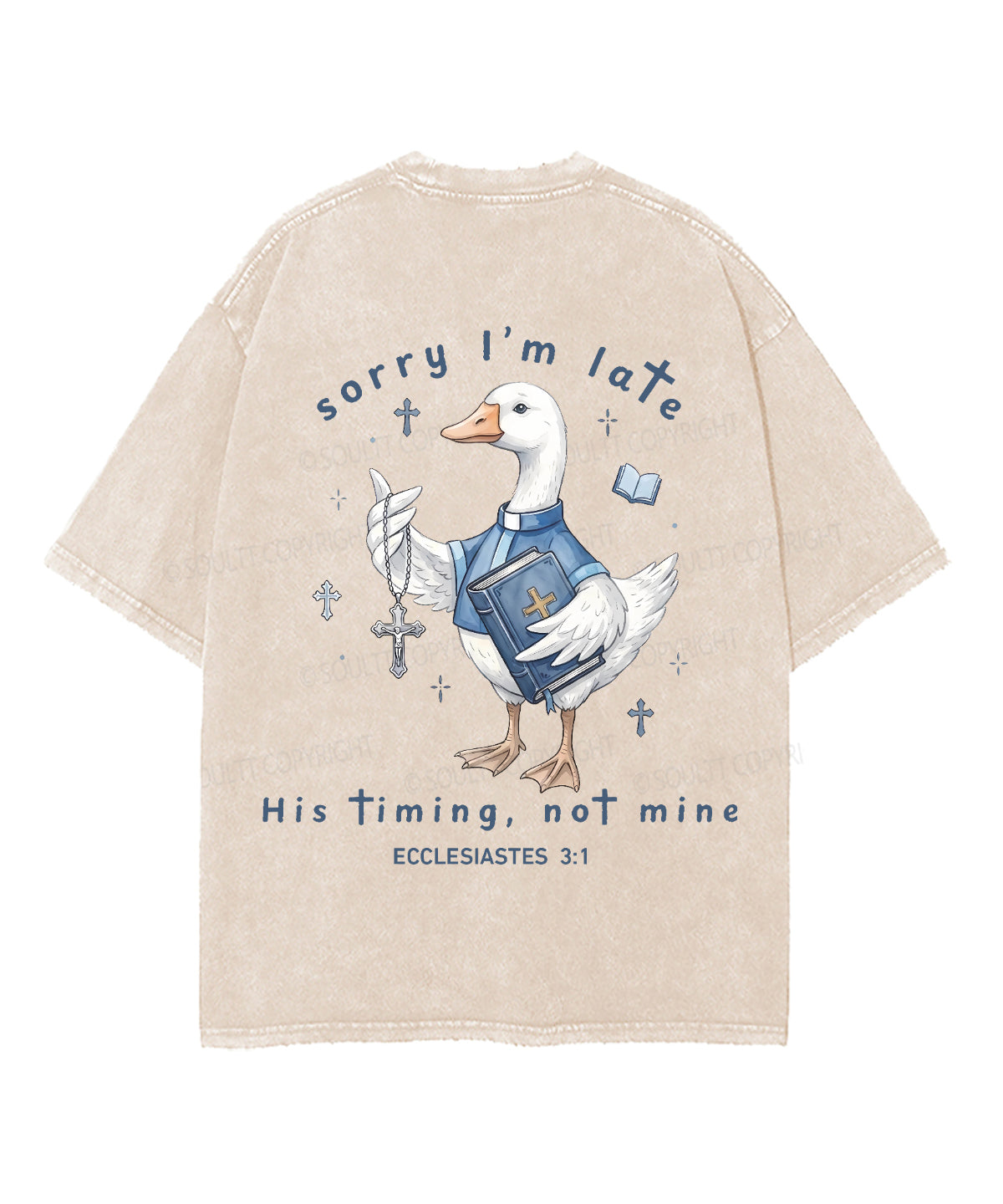 Sorry I’m Late, His Timing Not Mine Double Sided Unisex Washed Christian T-shirt