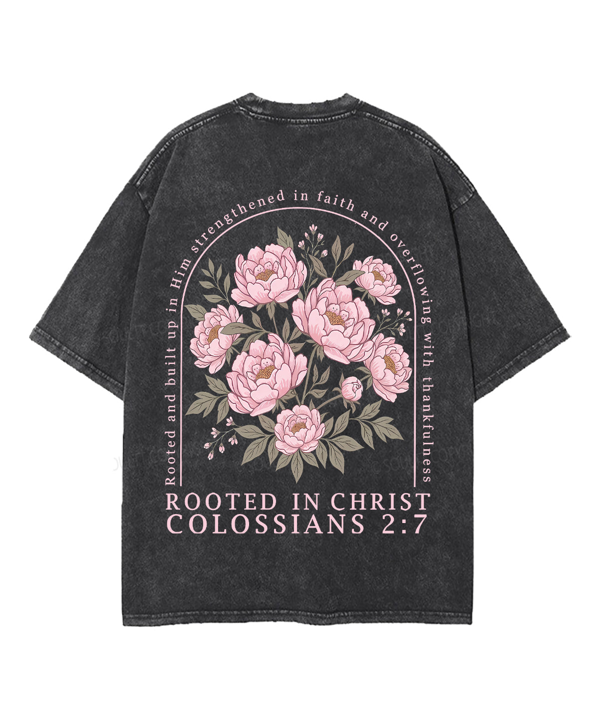 Rooted In Christ Double Sided Unisex Washed Christian T-shirt