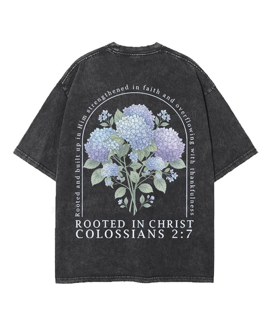 Rooted In Christ Double Sided Unisex Washed Christian T-shirt
