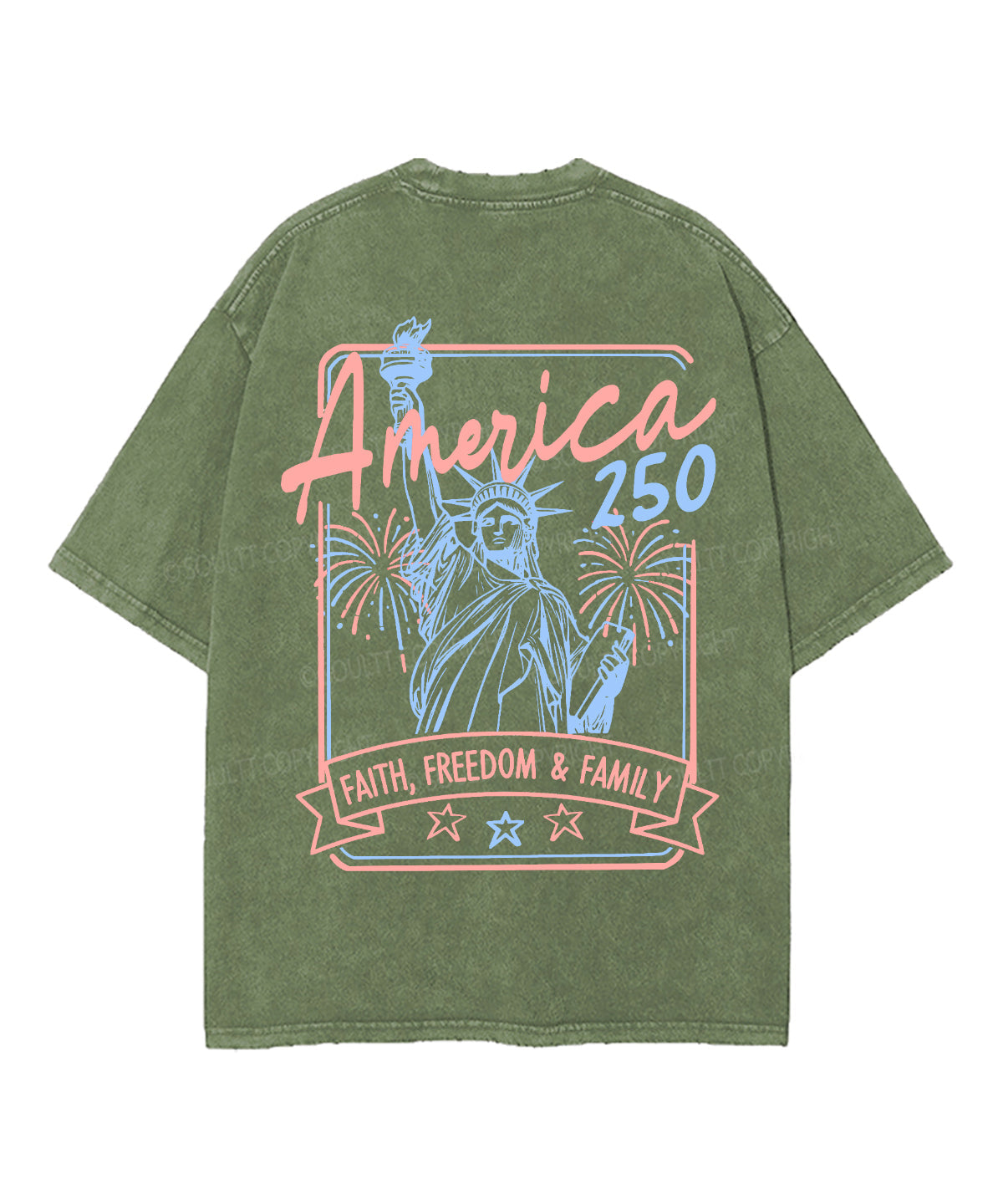 Faith, Freedom & Family Double Sided Unisex Washed Christian T-shirt