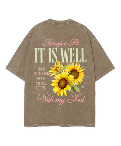 It Is Well With My Soul Double Sided Unisex Washed Christian T-shirt