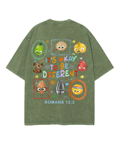It's Ok To Be Different Double Sided Unisex Washed Christian T-shirt
