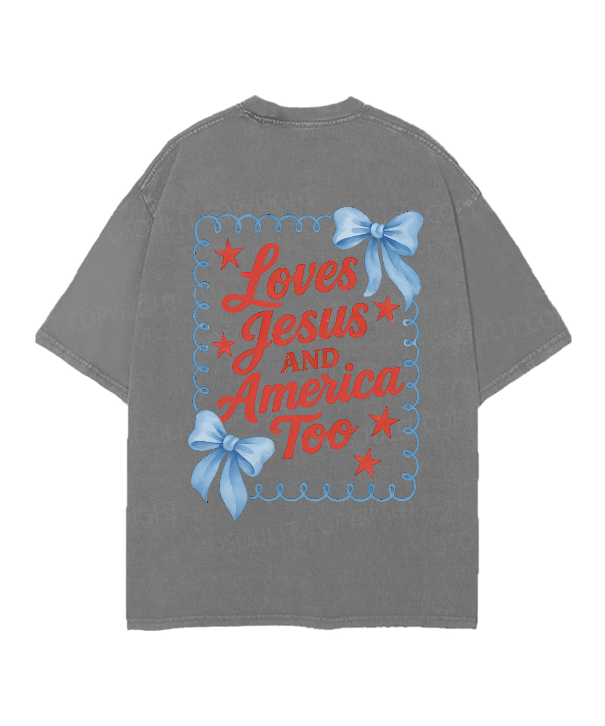 Loves Jesus And America Too Double Sided Unisex Christian Washed T-Shirt & Shorts