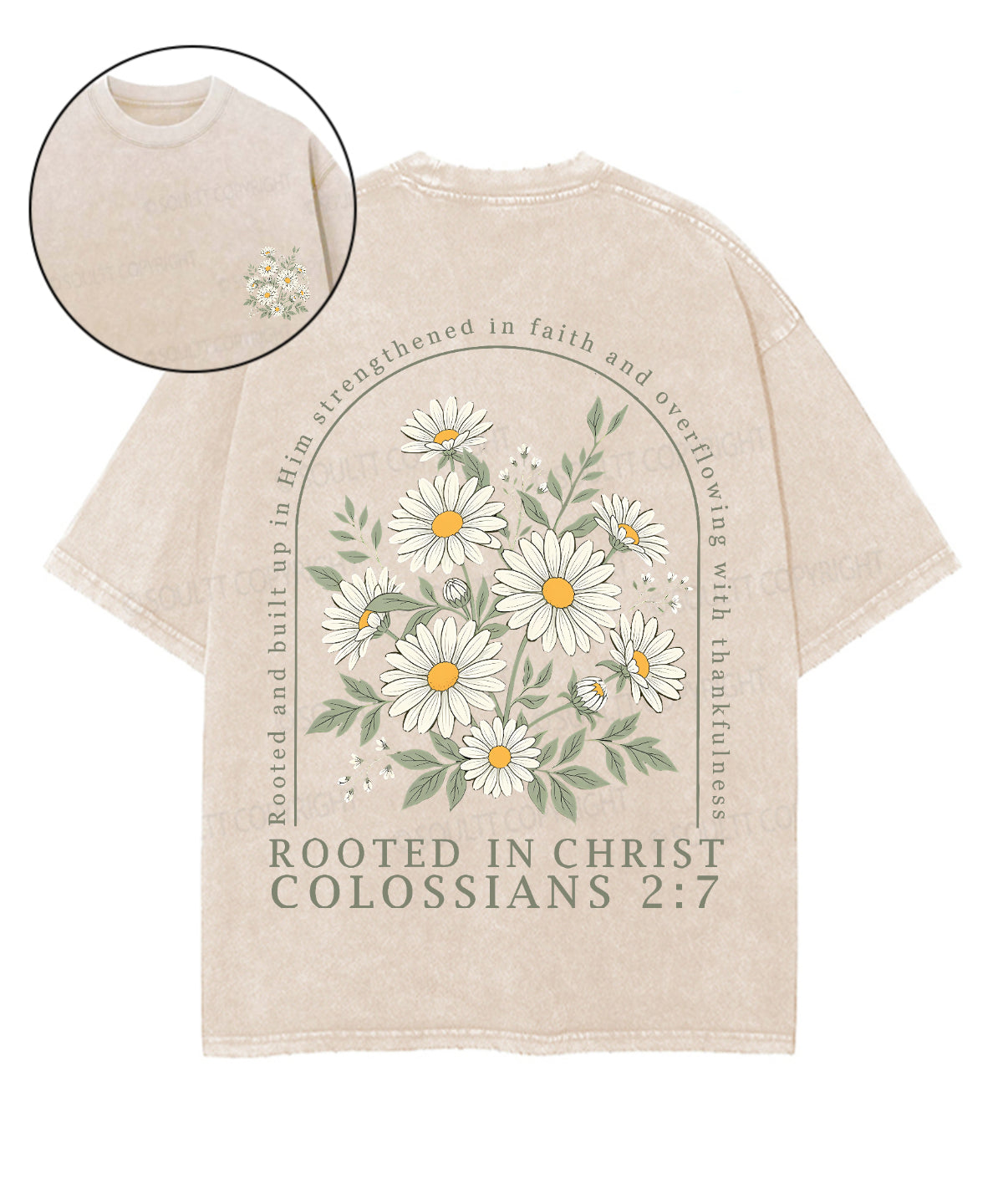 Rooted In Christ Double Sided Unisex Washed Christian T-shirt