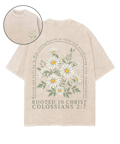 Rooted In Christ Double Sided Unisex Washed Christian T-shirt