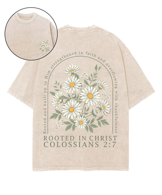 Rooted In Christ Double Sided Unisex Washed Christian T-shirt