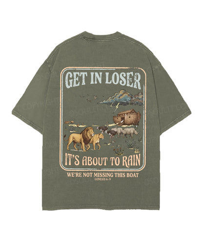 It's About To Rain We're Not Missing This Boat Double Sided Unisex Christian Washed T-Shirt & Shorts