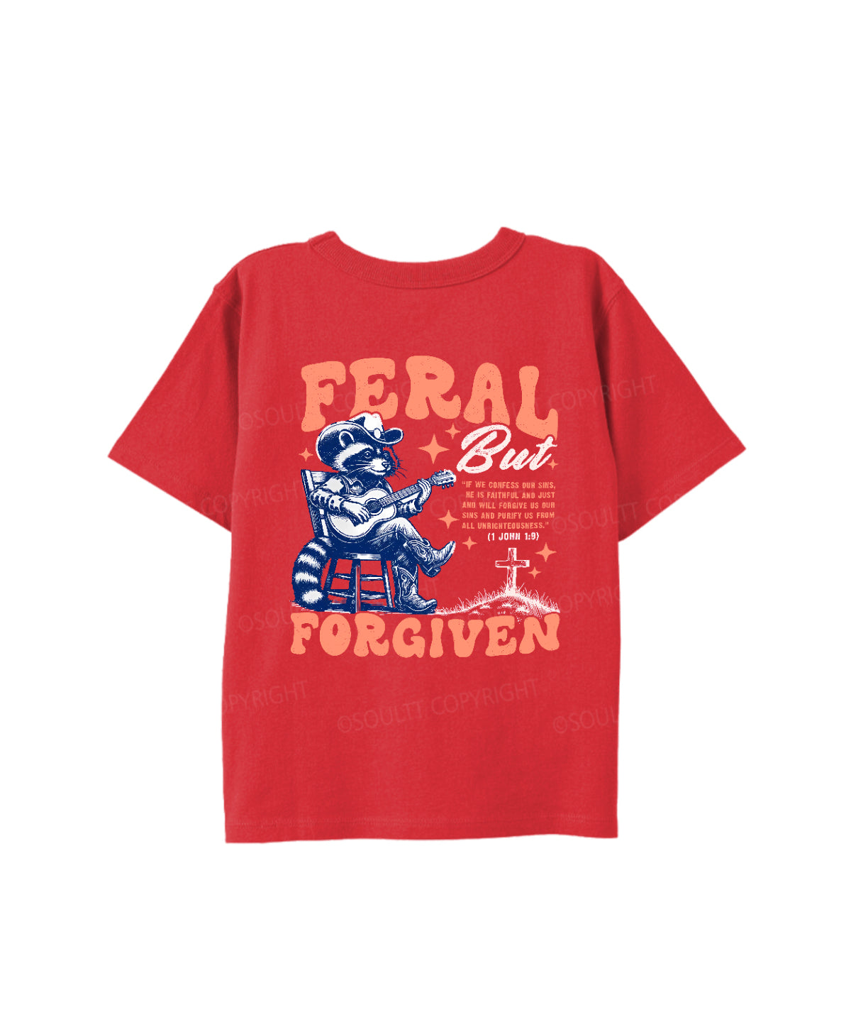 Kids Feral But Forgiven Double Sided Cotton Christian T-shirt