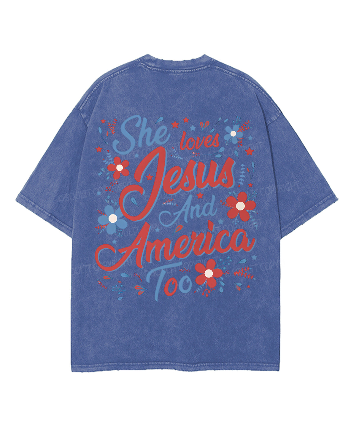 She Loves Jesus And America Double Sided Unisex Washed Christian T-shirt