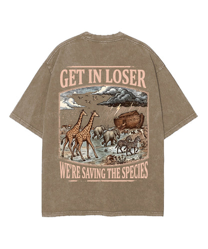 We're Saving The Species Double Sided Unisex Washed Christian T-shirt