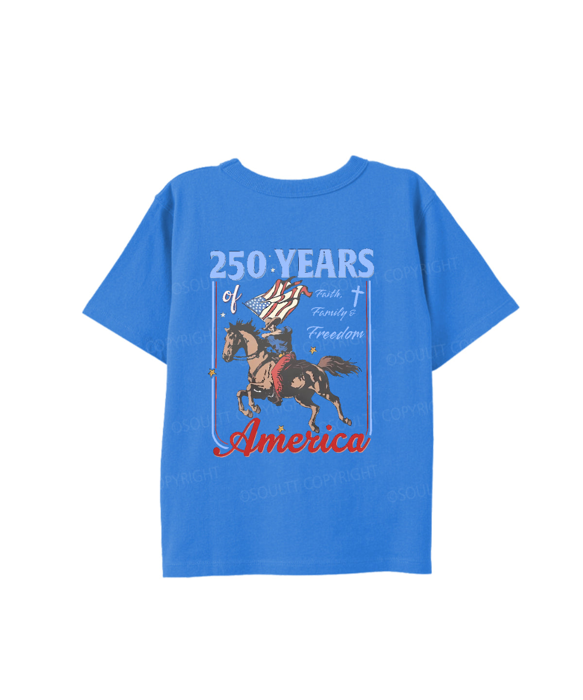 Kids 250 Years America Anniversary Double Sided Cotton Christian T-shirt