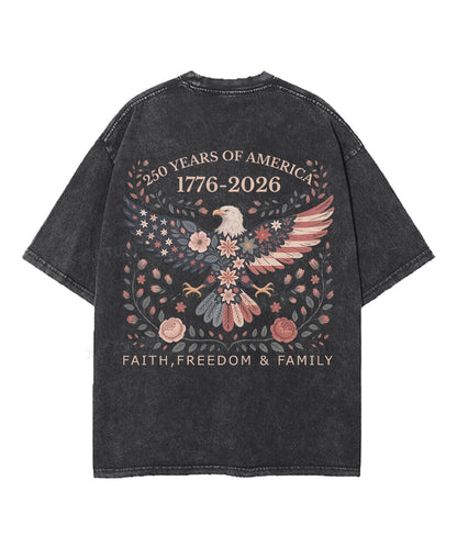 250 Years America Anniversary Double Sided Unisex Washed Christian T-shirt