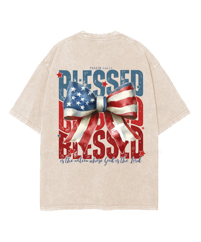 Blessed Is The Nation Whose God Is The Lord Unisex Washed Christian T-shirt