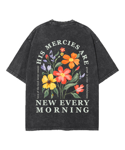 His Mercies Are New Every Morning Double Sided Unisex Washed Christian T-shirt
