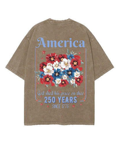 250 Years America Anniversary Double Sided Unisex Washed Christian T-shirt