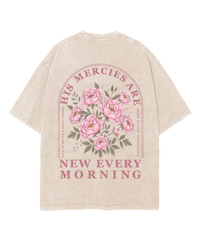 His Mercies Are New Every Morning Double Sided Unisex Washed Christian T-shirt