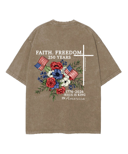Faith • Freedom Double Sided Unisex Washed Christian T-shirt