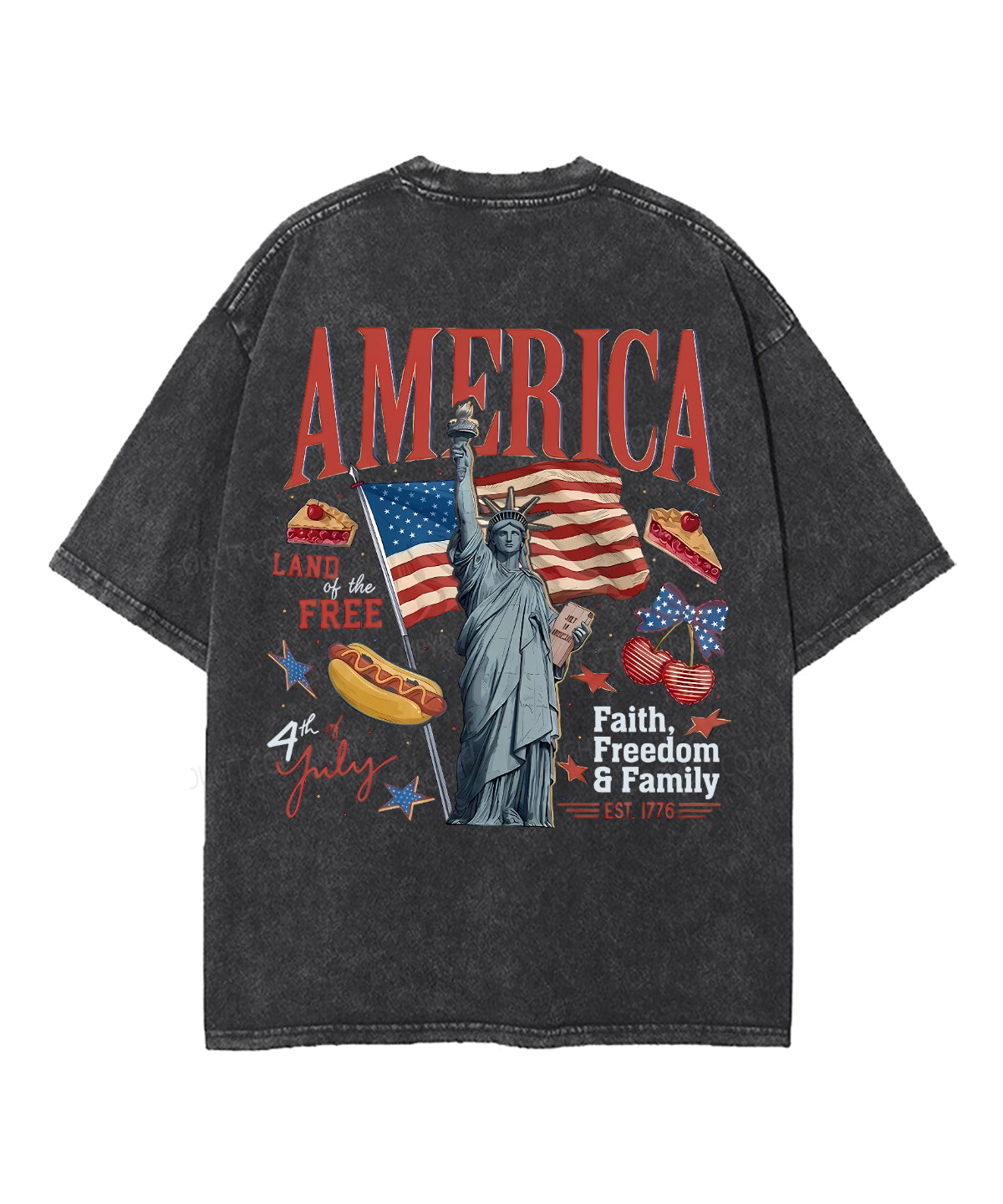 4th of July Double Sided Unisex Washed Christian T-shirt