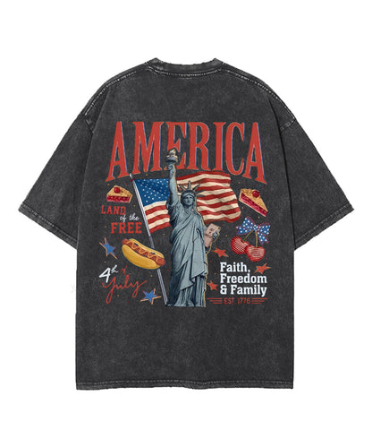 4th of July Double Sided Unisex Washed Christian T-shirt