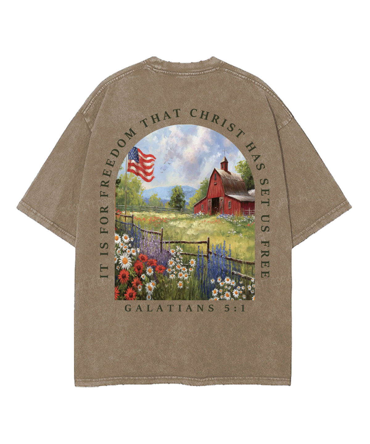 Christ Has Set Us Free Double Sided Unisex Washed Christian T-shirt