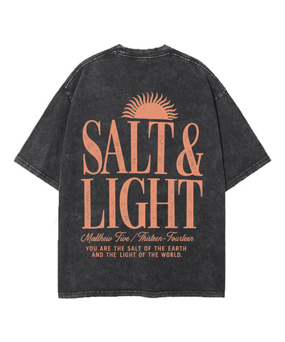 Salt & Light Double Sided Unisex Washed Christian T-shirt