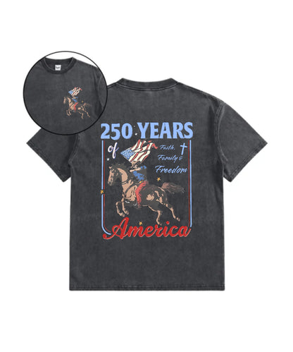 Kids 250 Years America Anniversary Double Sided Washed Christian T-shirt