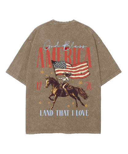God Bless America Double Sided Unisex Washed Christian T-shirt