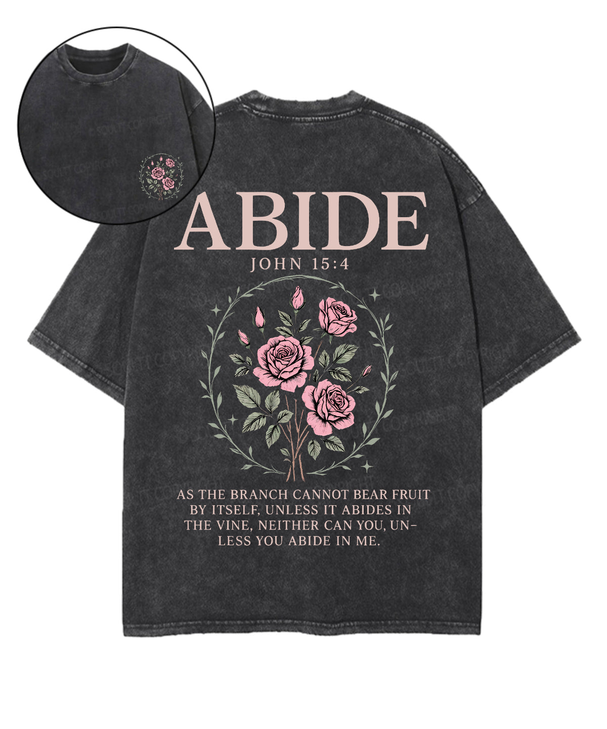 Abide Double Sided Unisex Washed Christian T-shirt