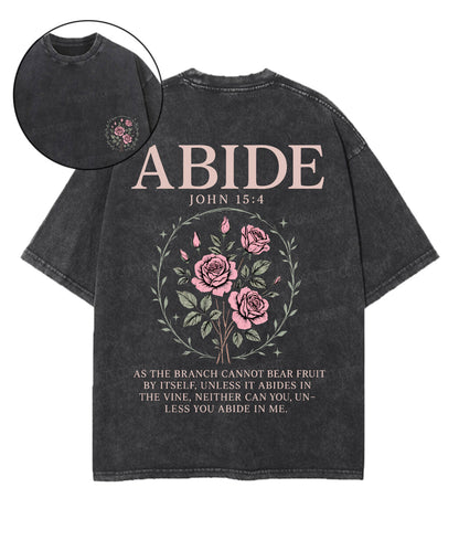 Abide Double Sided Unisex Washed Christian T-shirt