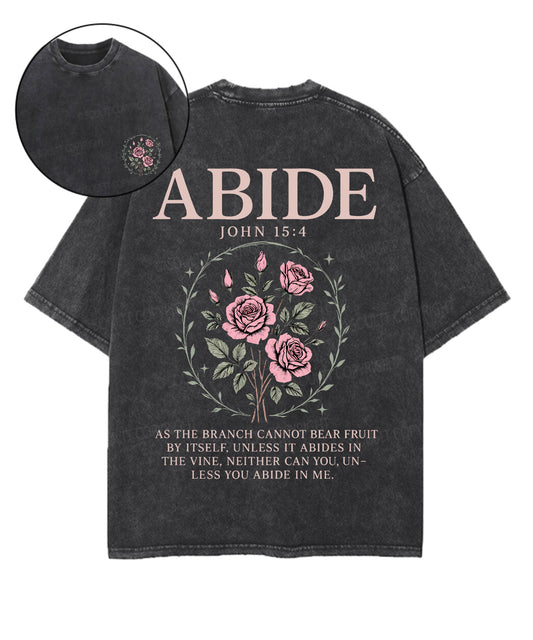 Abide Double Sided Unisex Washed Christian T-shirt