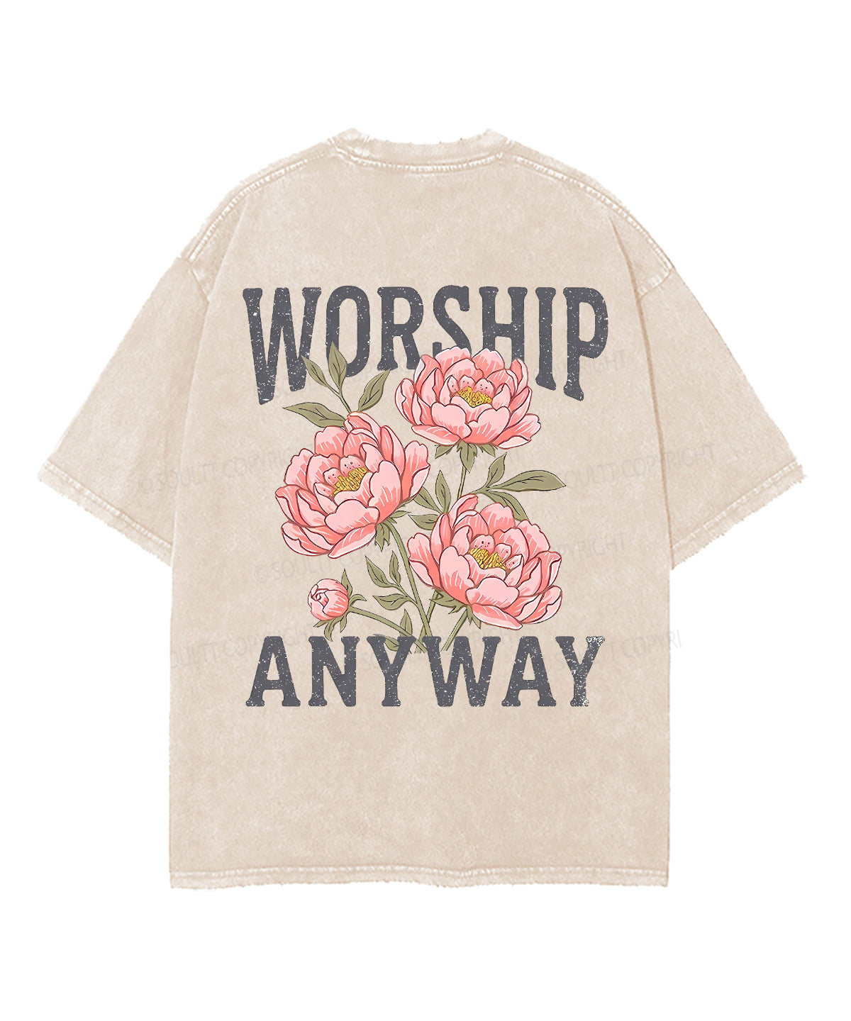 Worship Anyway Double Sided Unisex Washed Christian T-shirt
