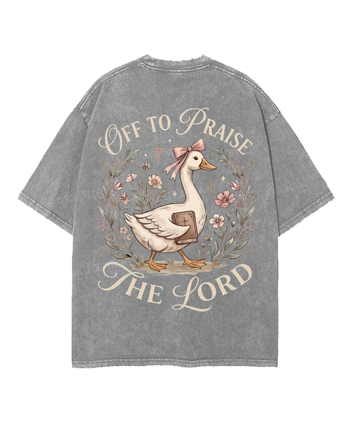 Off To Praise The Lord Double Sided Unisex Washed Christian T-shirt