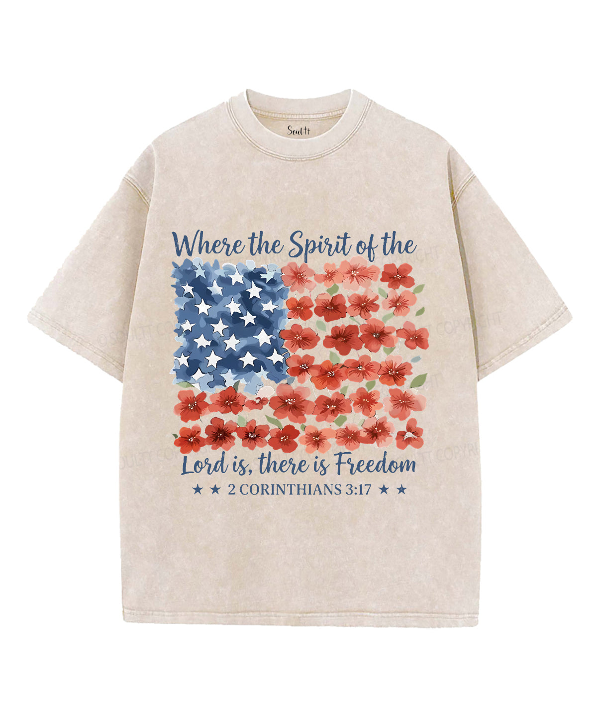Where The Spirit Of He Lord Is There Is Freedom Single Sided Unisex Washed Christian T-shirt