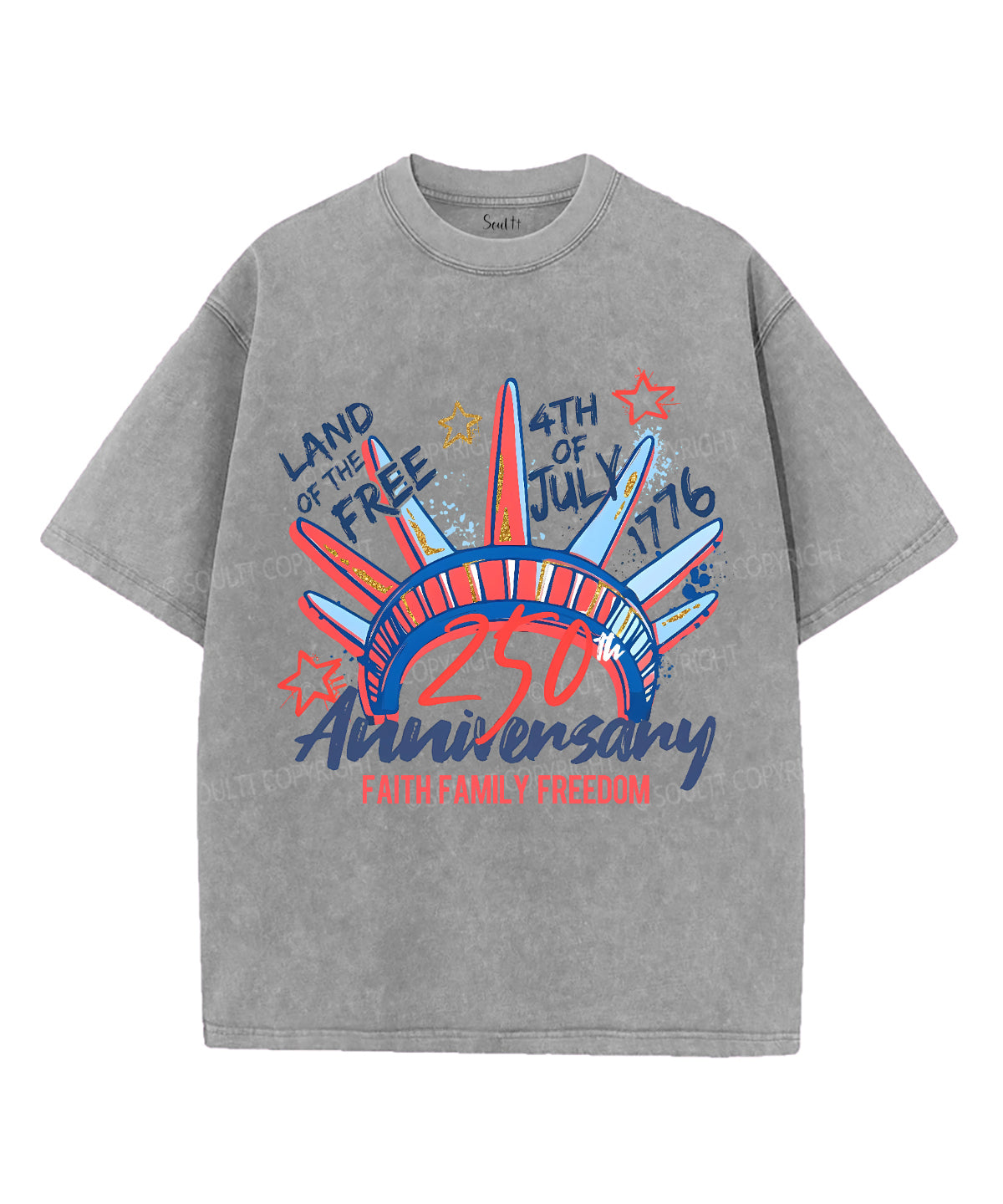 Faith Family Freedom Unisex Washed Christian T-shirt