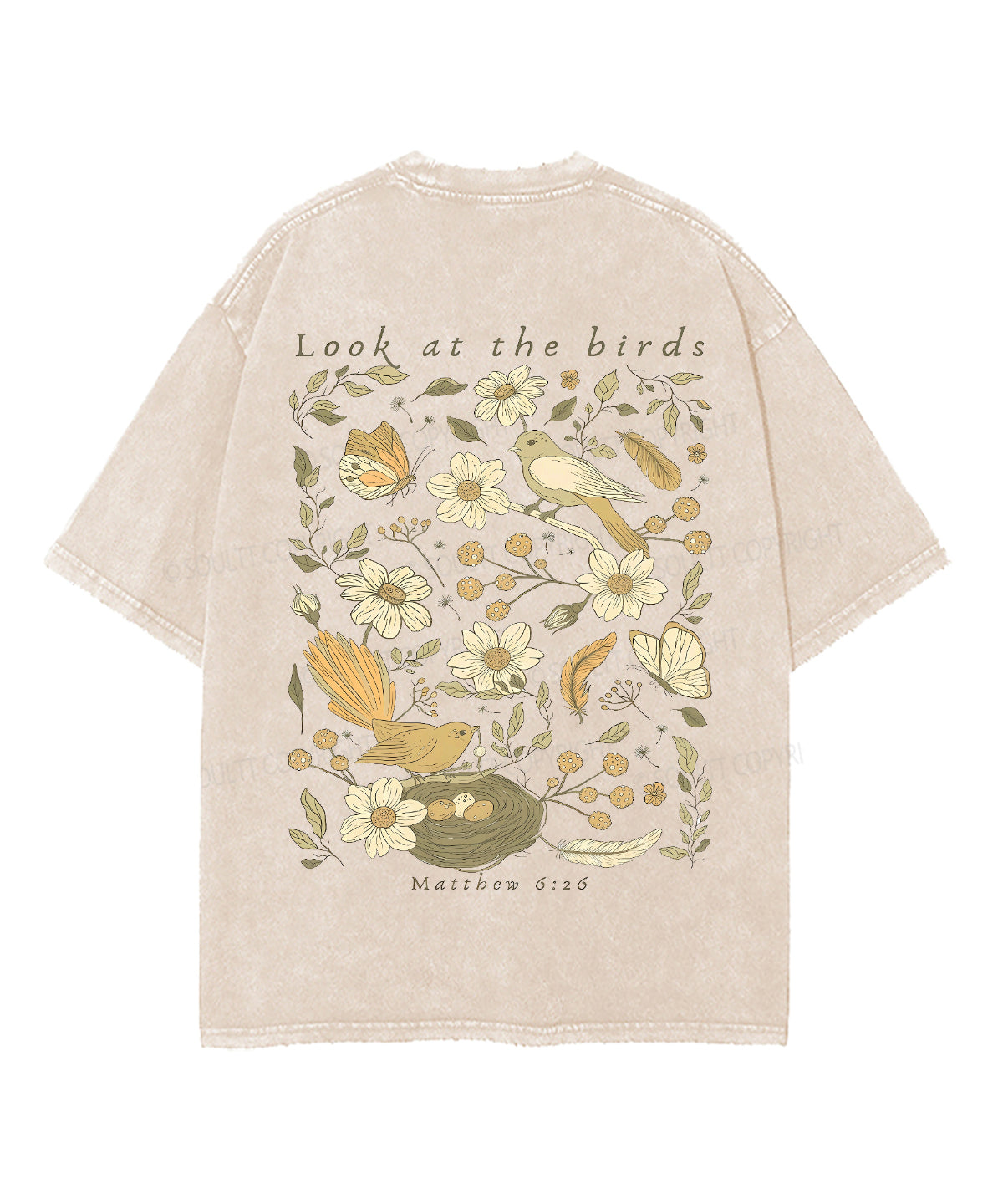 Look At The Birds Double Sided Unisex Washed Christian T-shirt