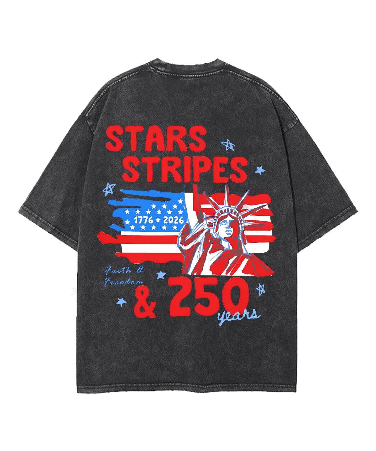 250 Years America Anniversary Double Sided Unisex Washed Christian T-shirt