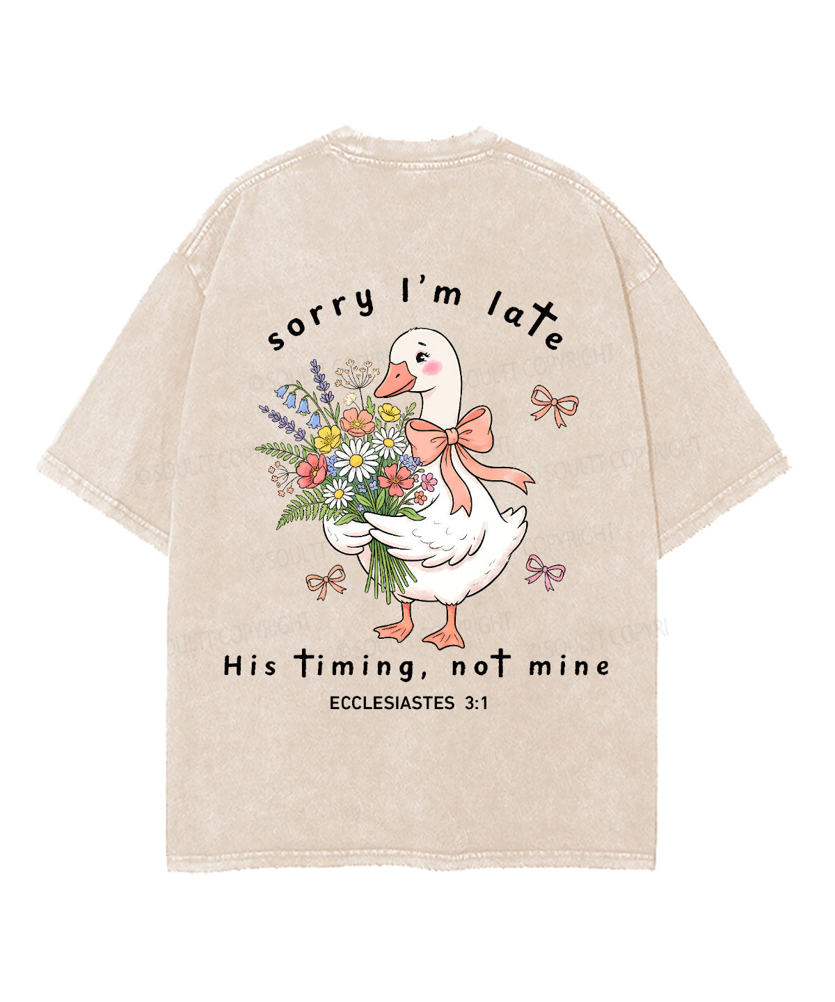 Sorry I’m Late, His Timing Not Mine Double Sided Unisex Washed Christian T-shirt