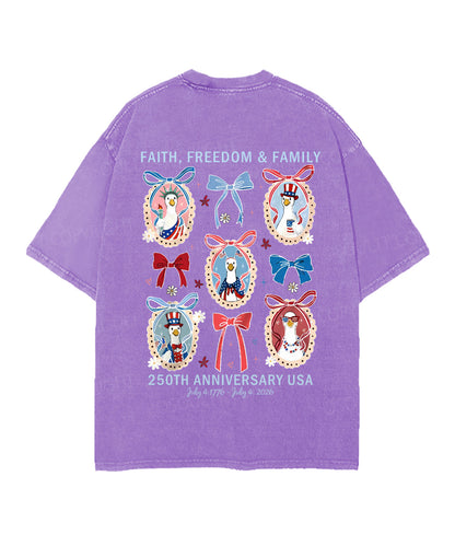 250 Years America Anniversary Double Sided Unisex Christian Washed T-Shirt & Shorts