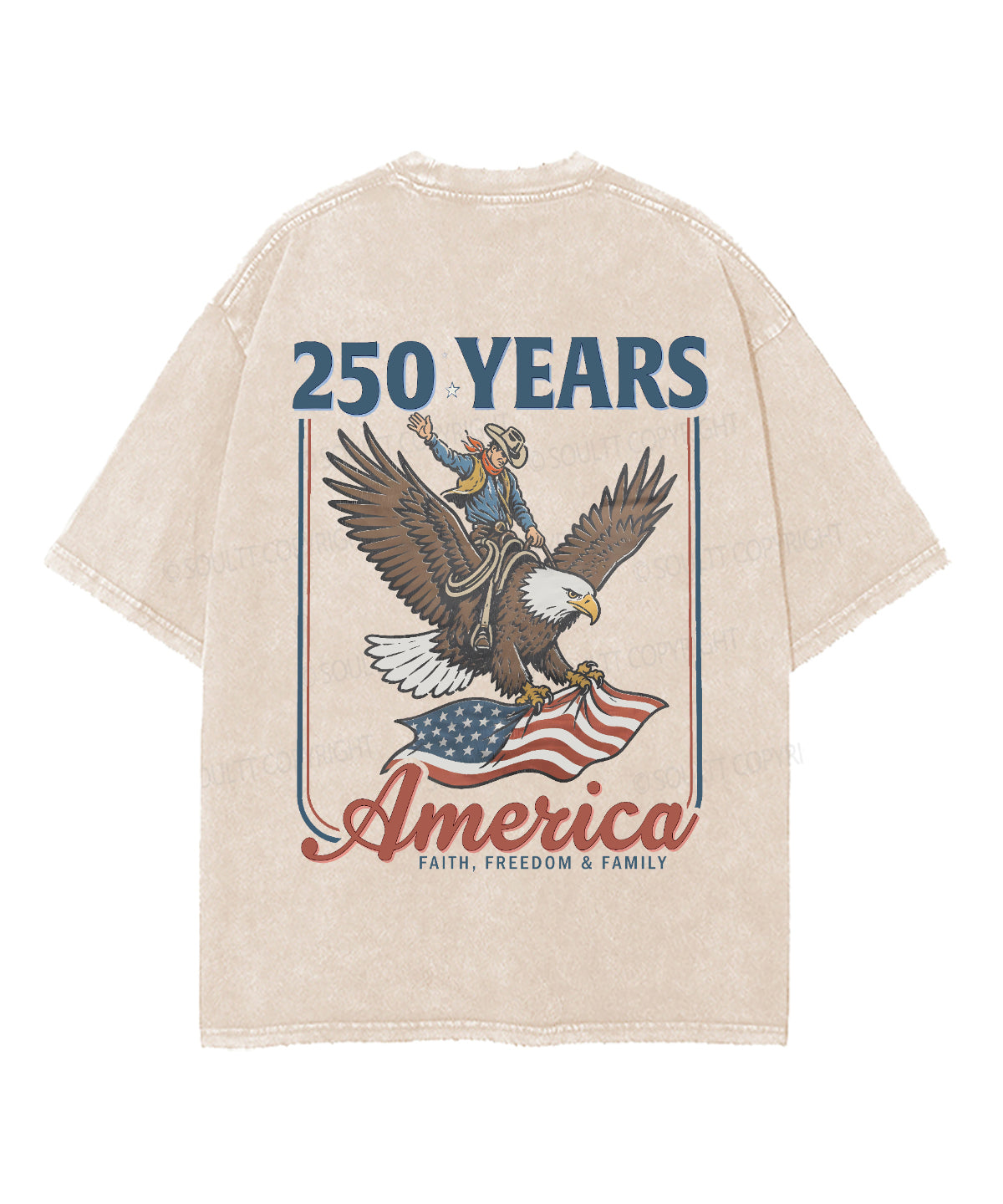 250 Years America Anniversary Double Sided Unisex Washed Christian T-shirt
